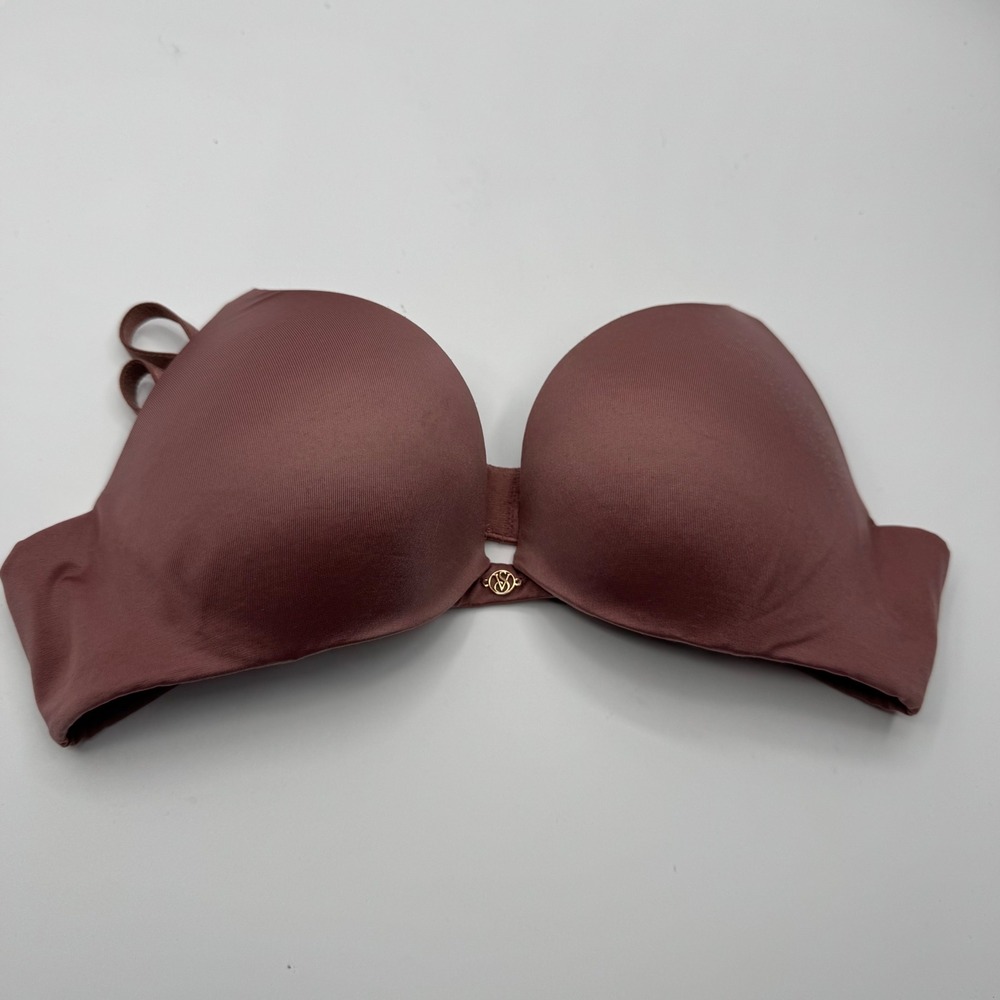 Victoria's Secret Push-Up Bra Mauve Gold VS Logo Charm 34A